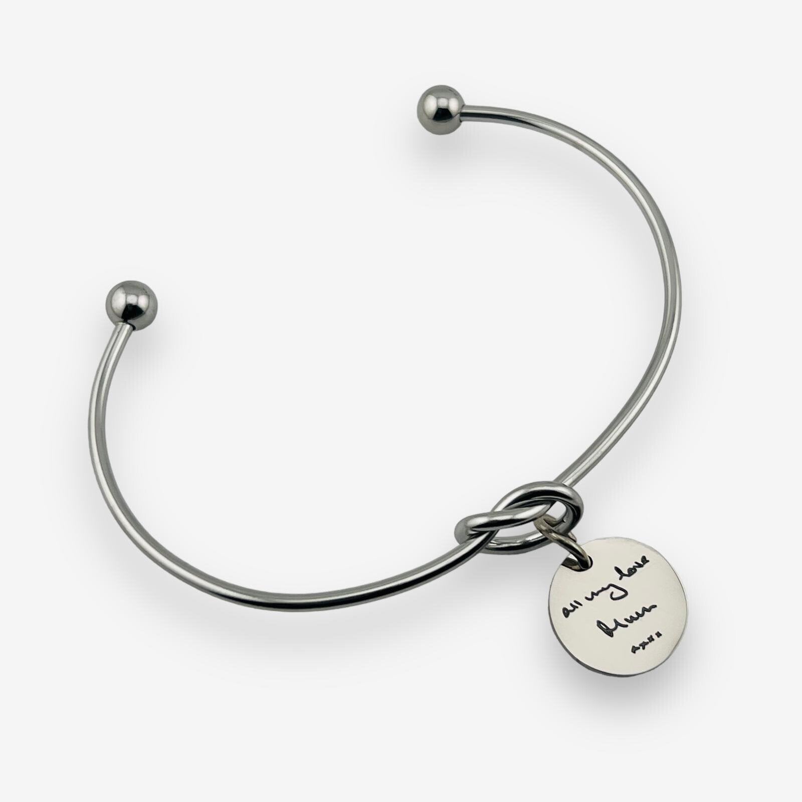 Handwriting Knot Disc Bangle