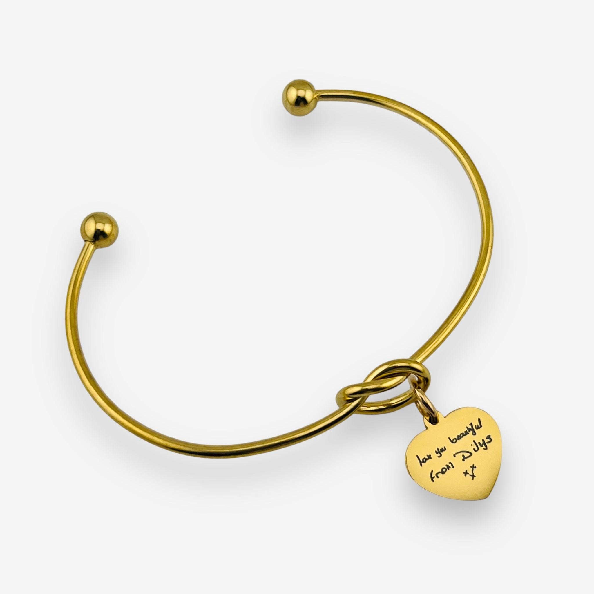 Handwriting Knot Heart Bangle