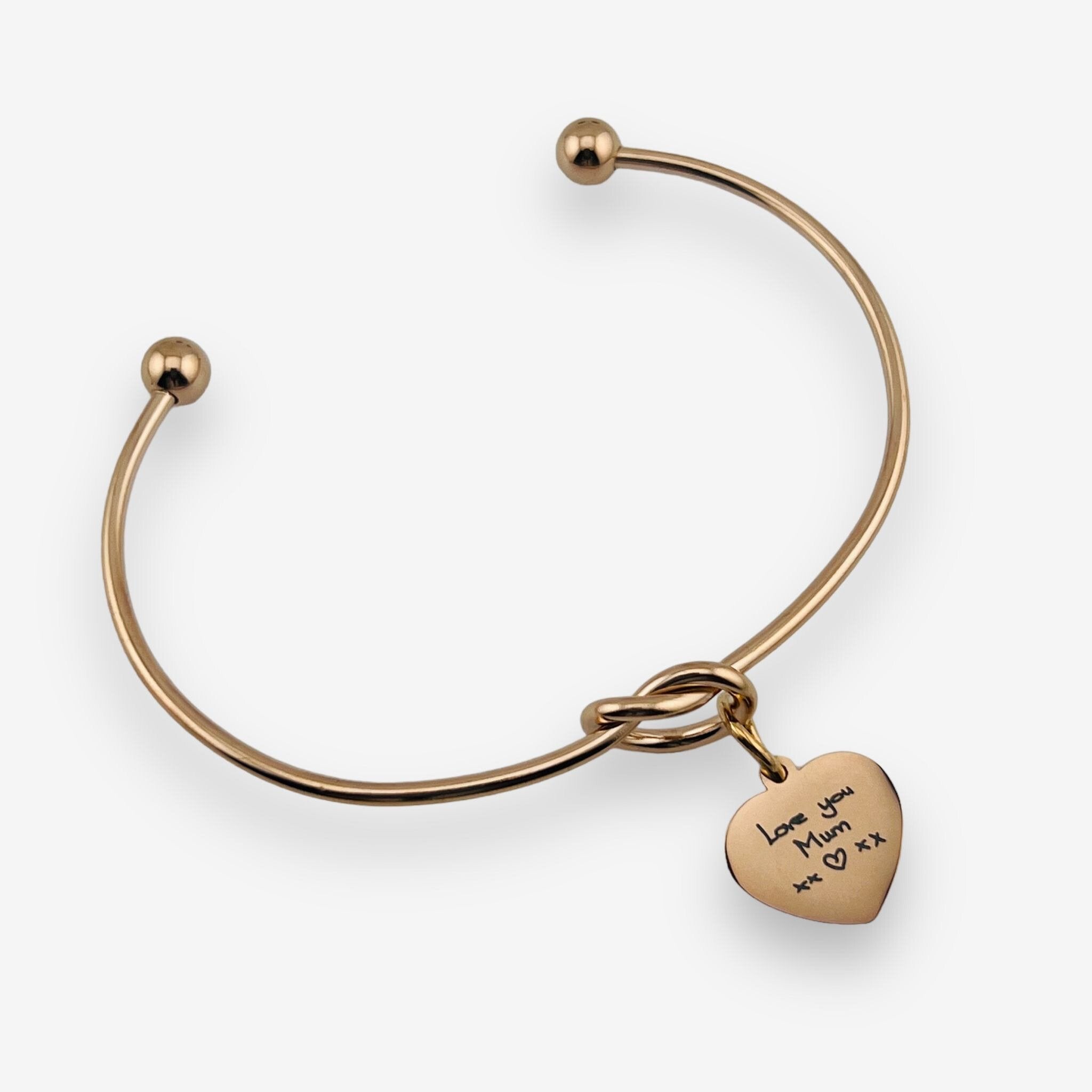 Handwriting Knot Heart Bangle