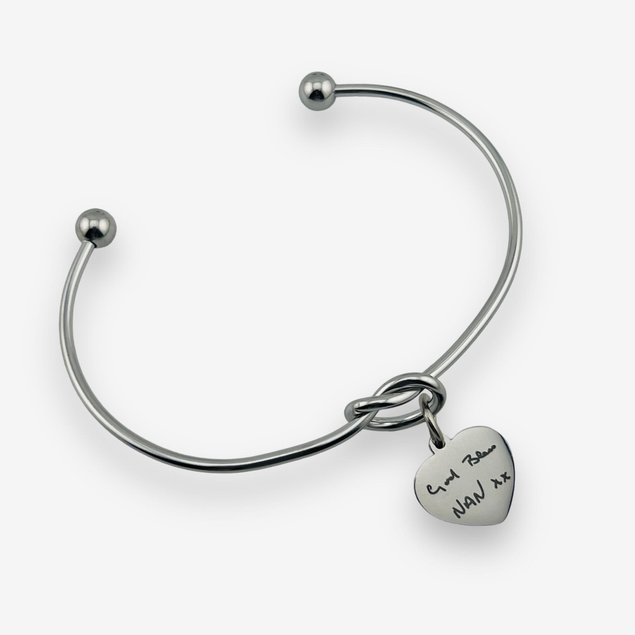 Handwriting Knot Heart Bangle