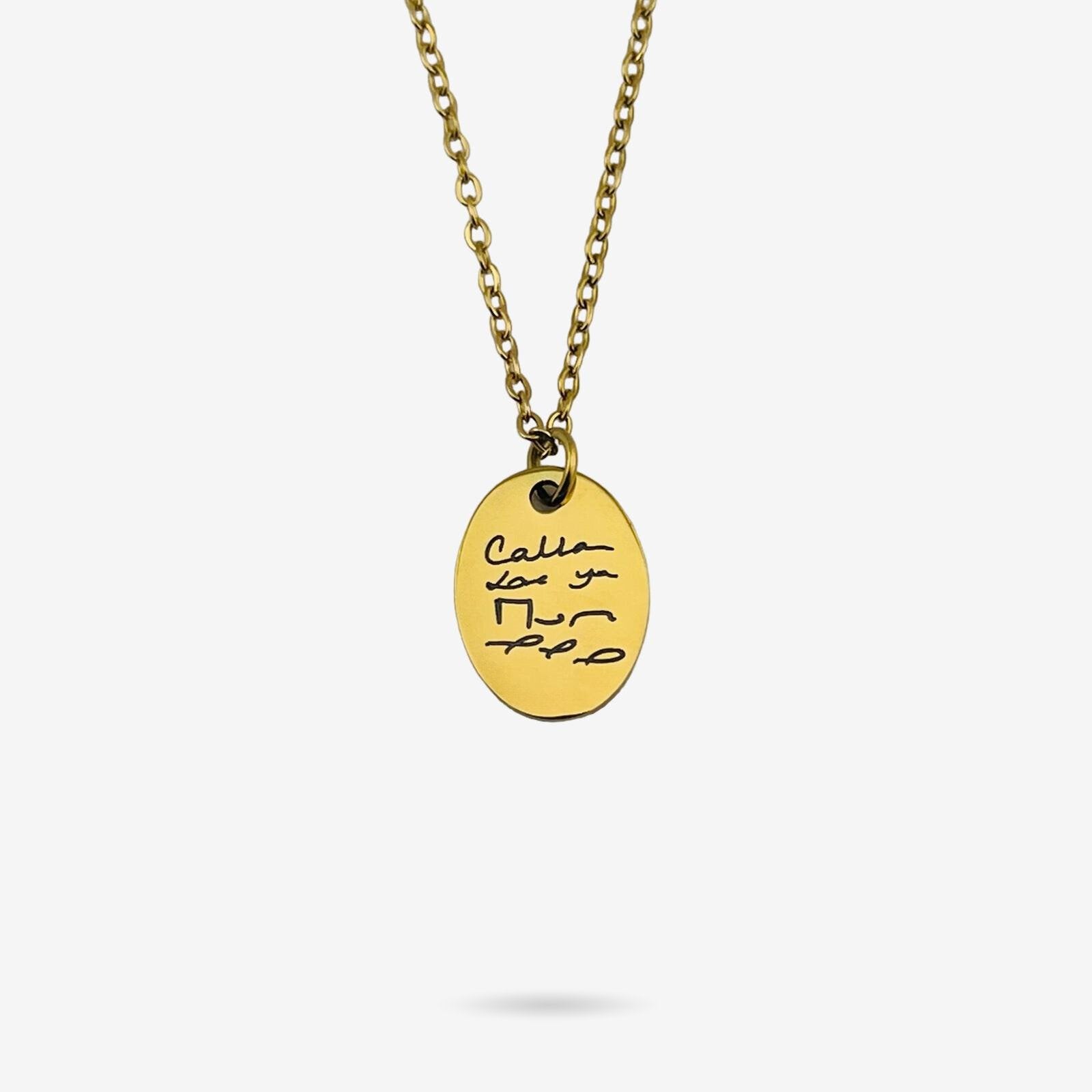 Handwriting Oval Necklace