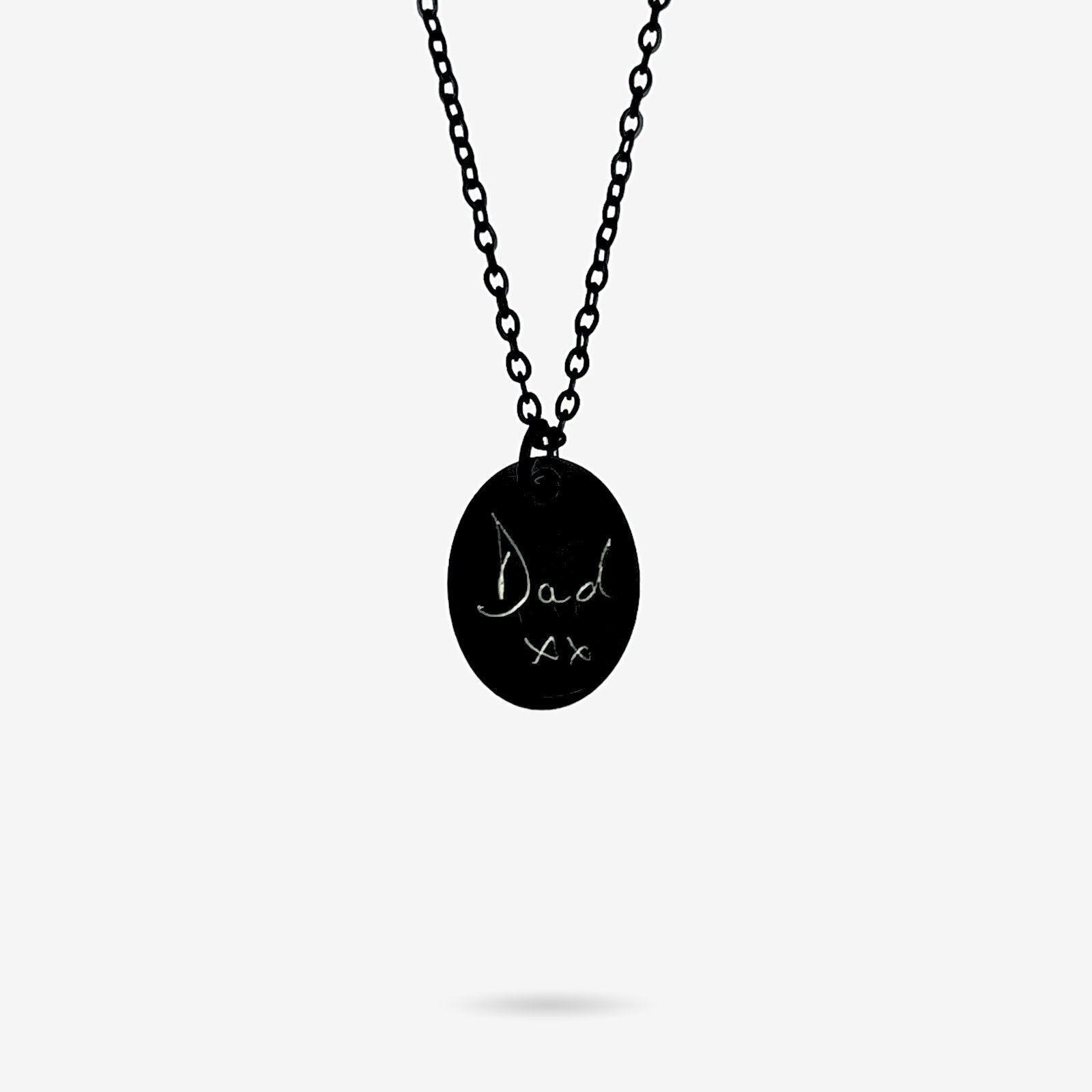 Handwriting Oval Necklace