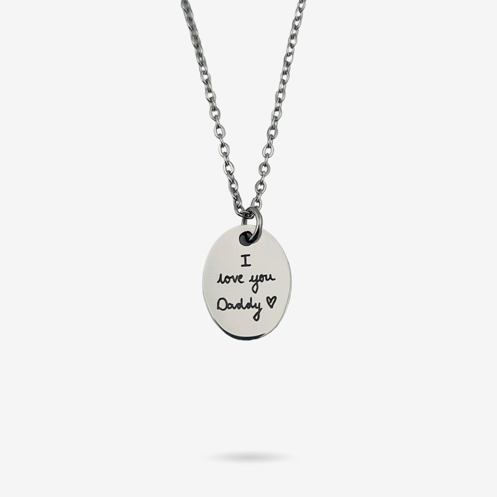 Handwriting Oval Necklace