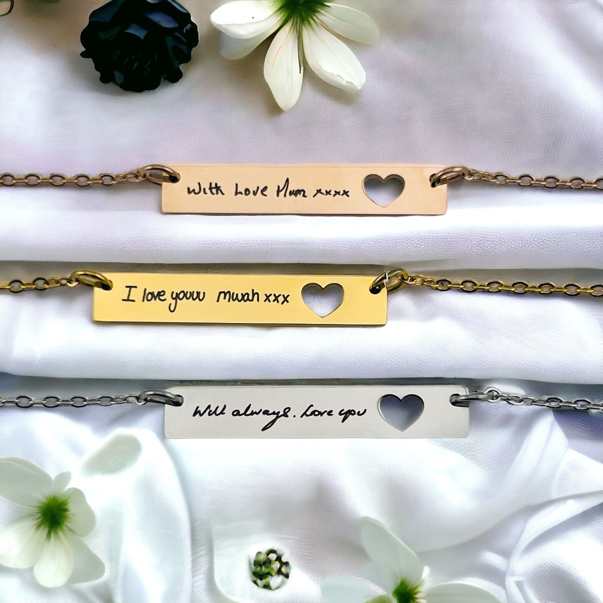 Handwriting Plate Heart Necklace