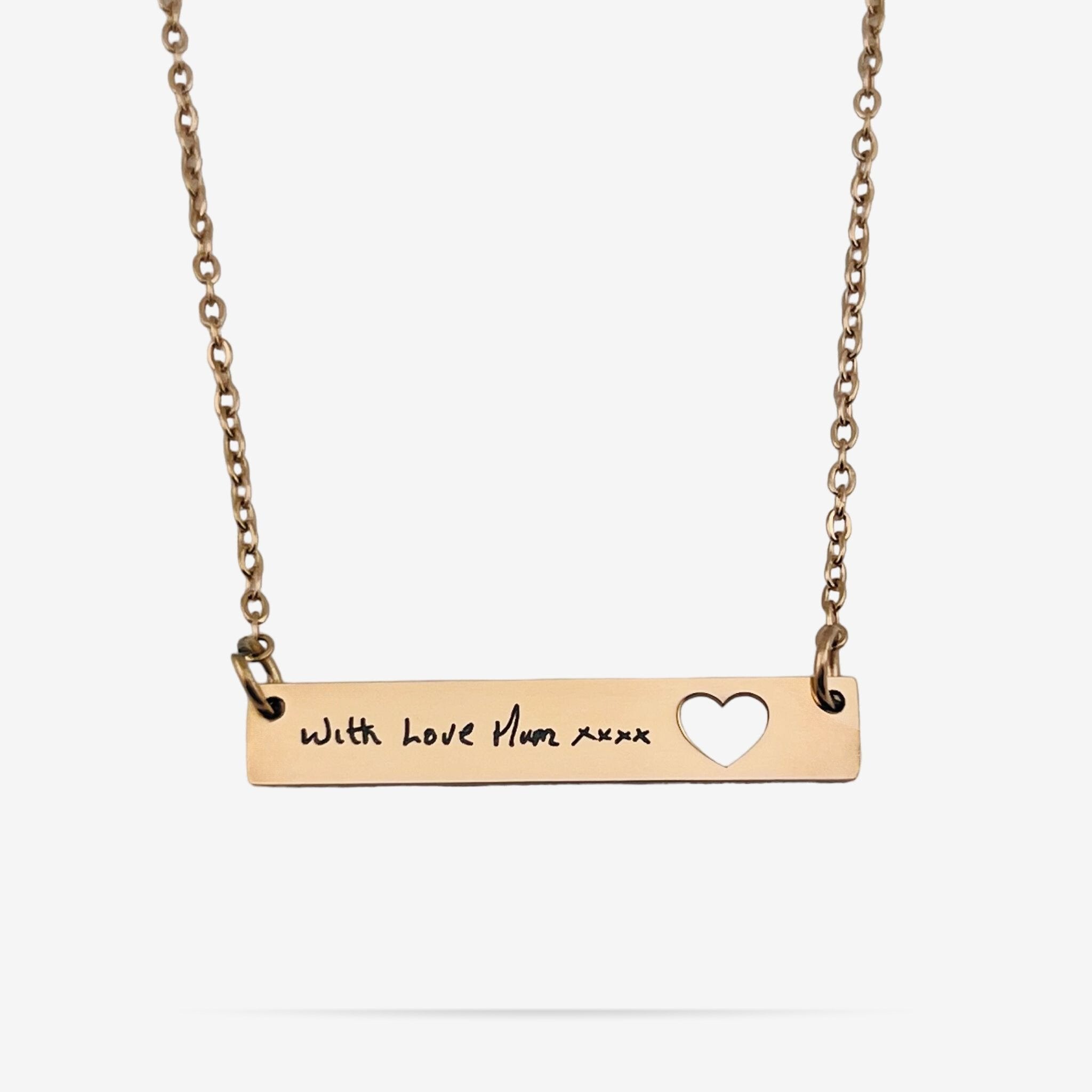 Handwriting Plate Heart Necklace