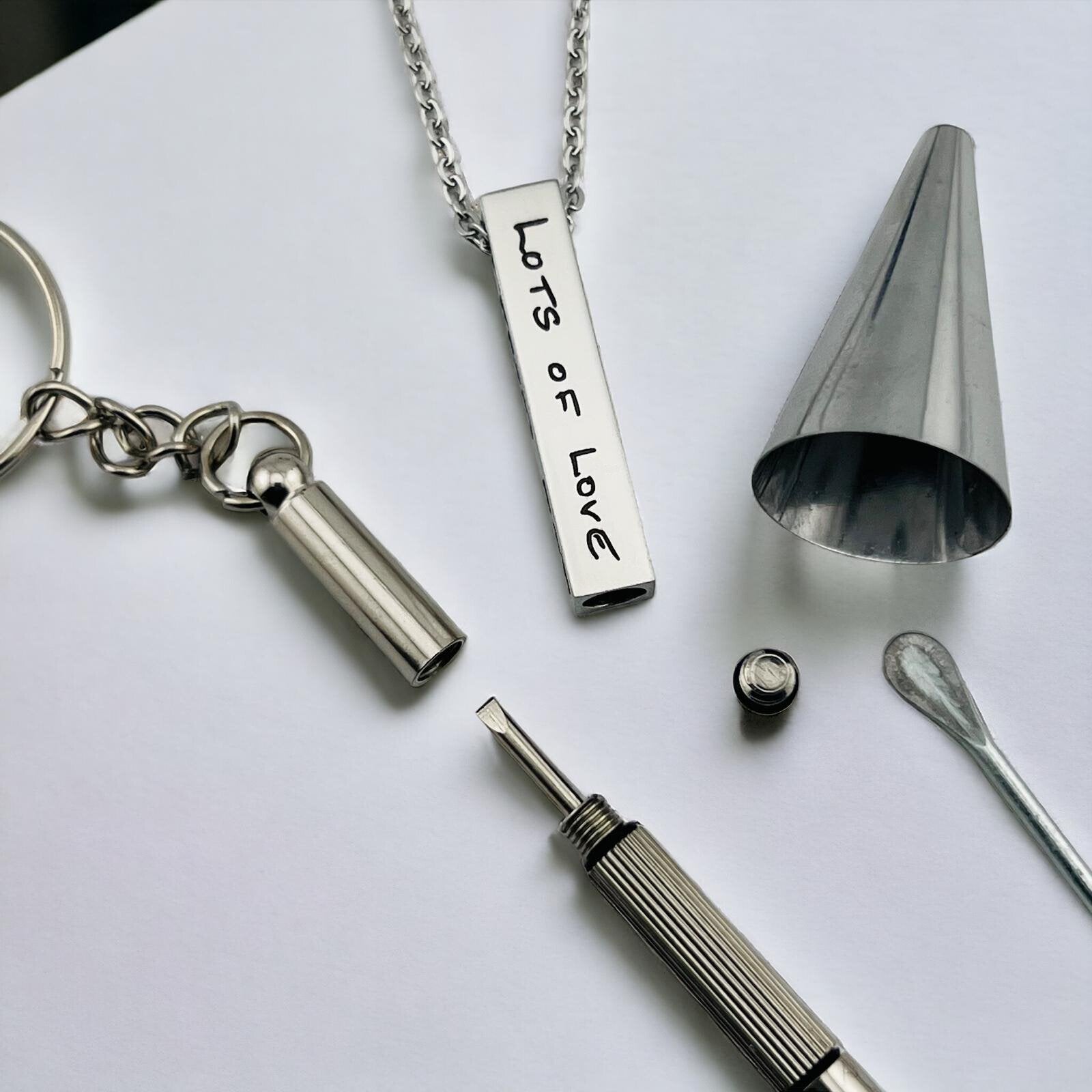 Handwriting Urn Bar Ashes Necklace