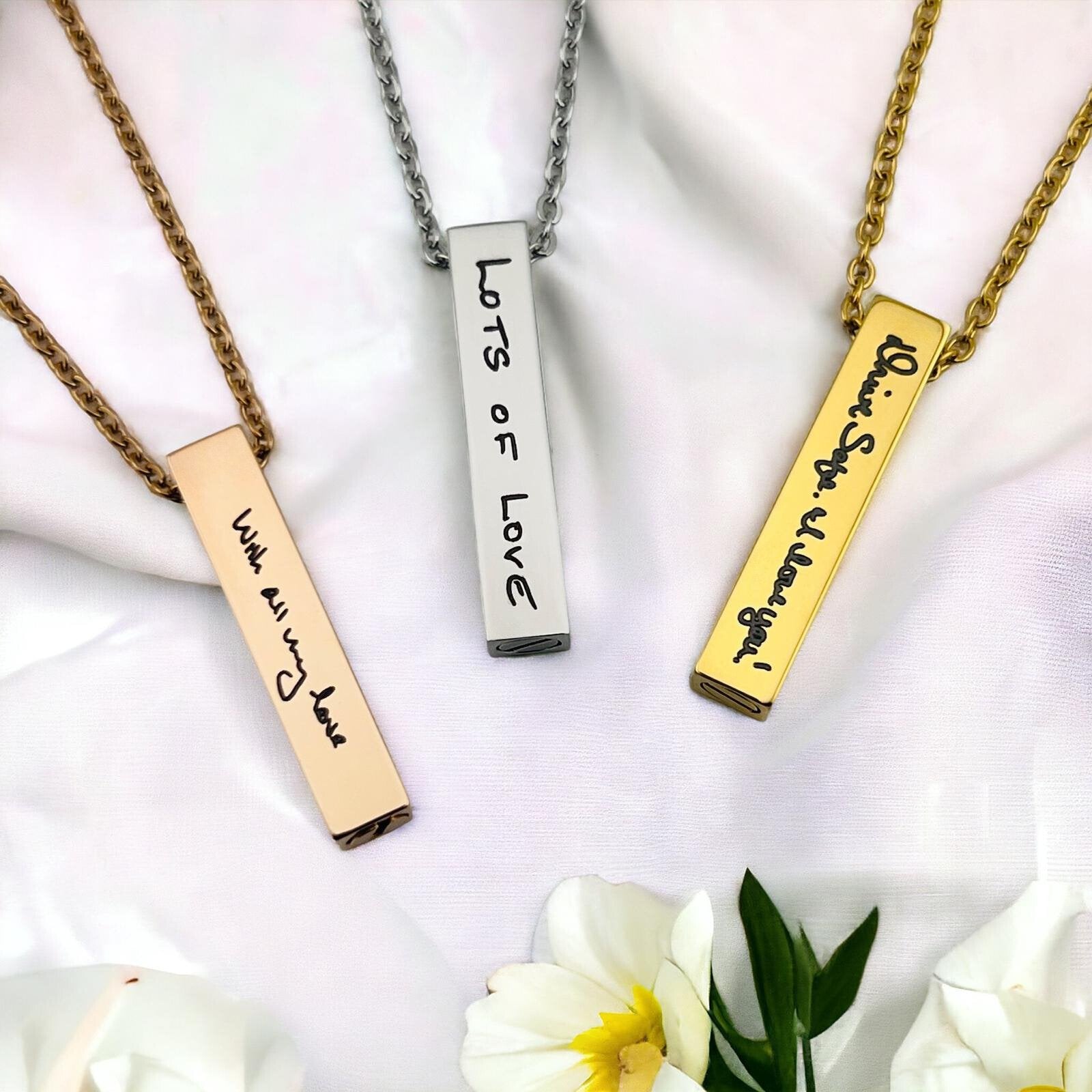 Handwriting Urn Bar Ashes Necklace