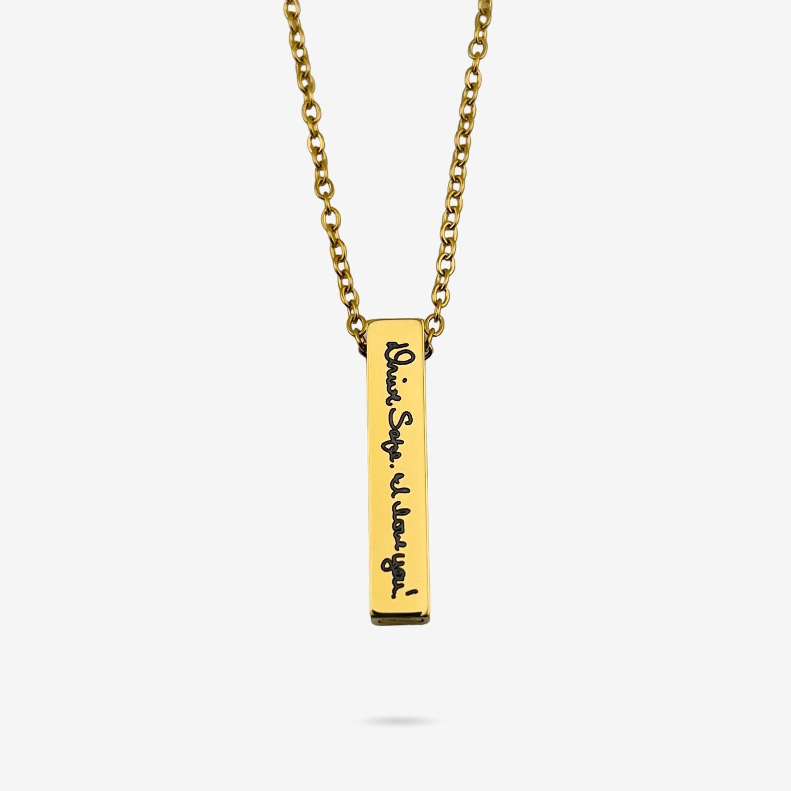 Handwriting Urn Bar Ashes Necklace