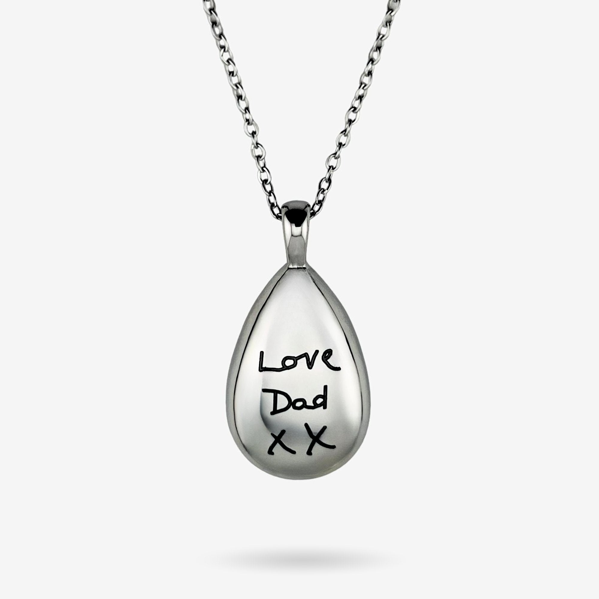 Handwriting Urn Tear Drop Necklace - MemoriesMade