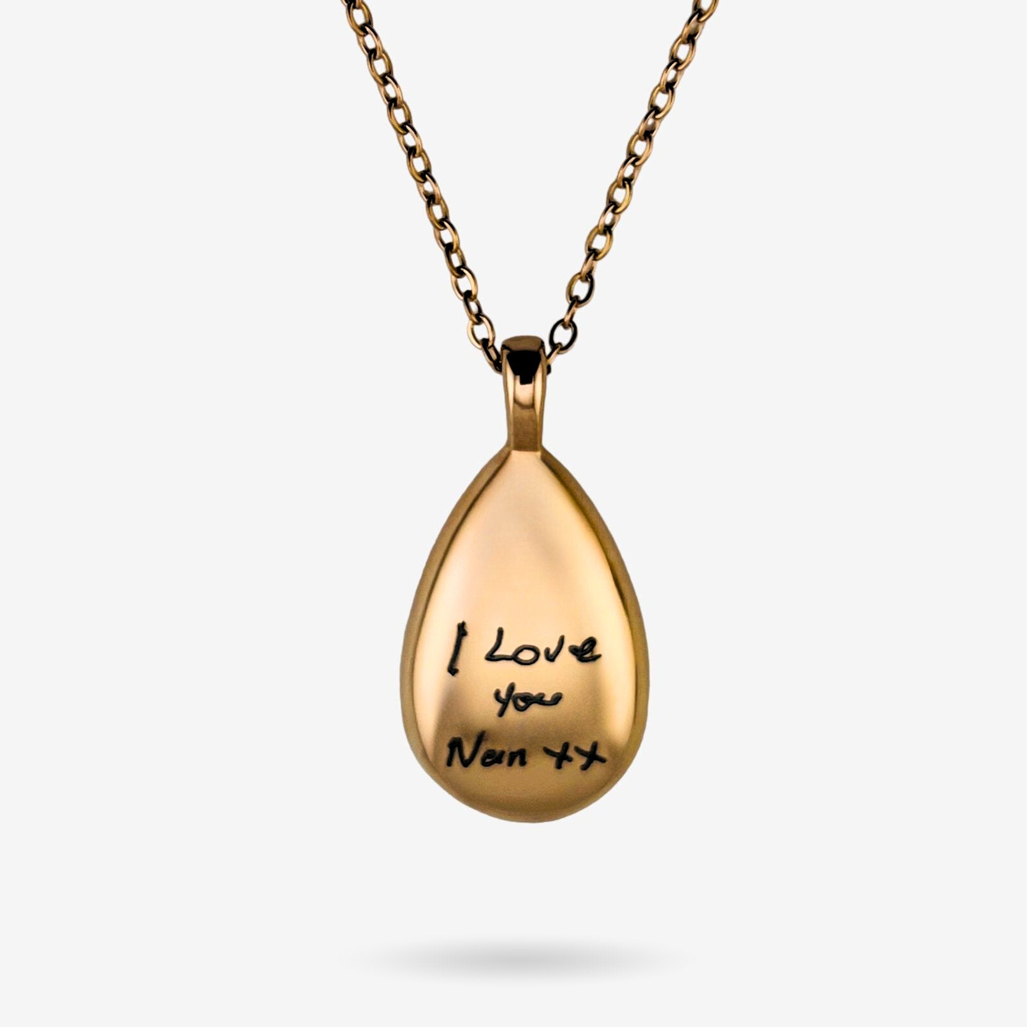 Handwriting Urn Tear Drop Necklace - MemoriesMade