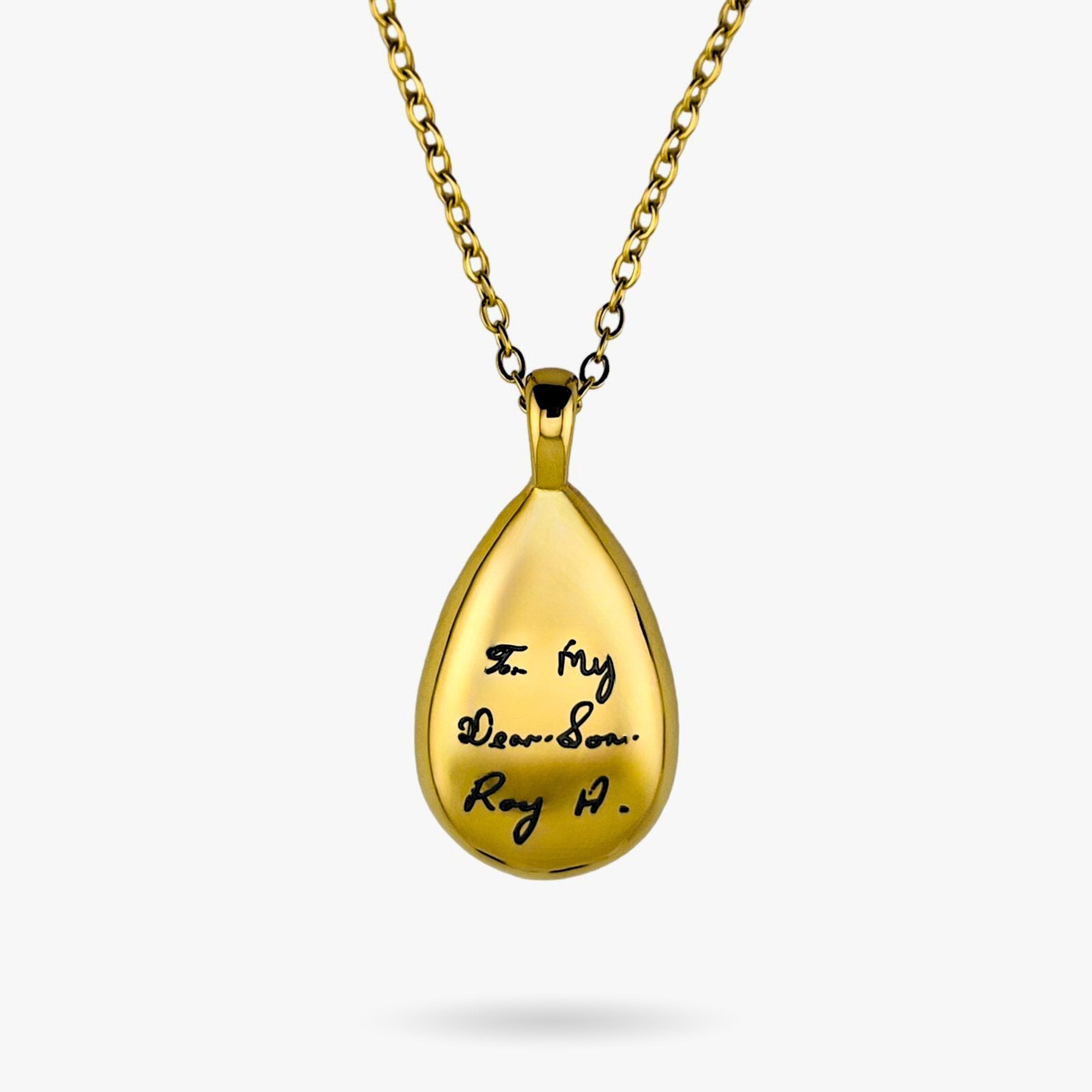 Handwriting Urn Tear Drop Necklace - MemoriesMade