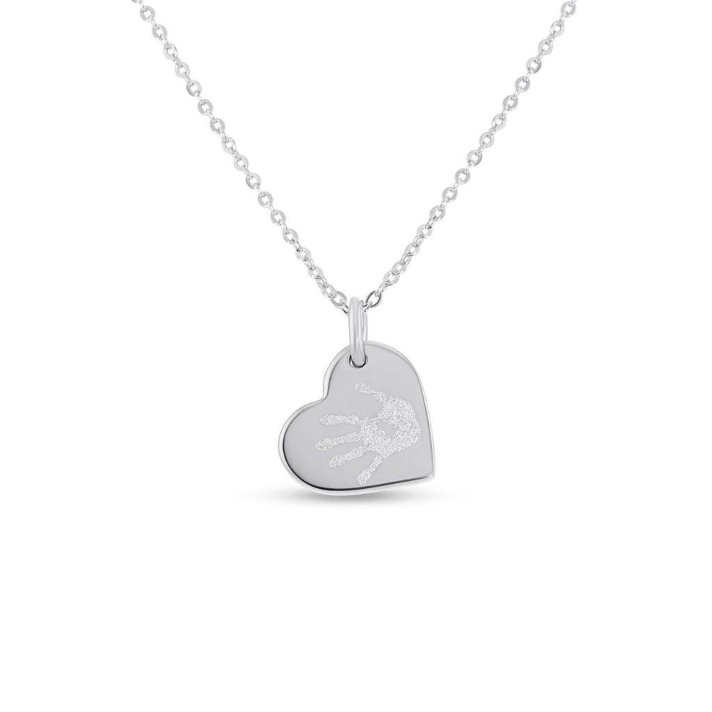 Hanging Heart Handprint or Footprint Necklace - MemoriesMade