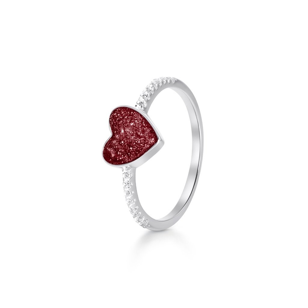 Heart Ashes Ring with Fine Crystals - MemoriesMade