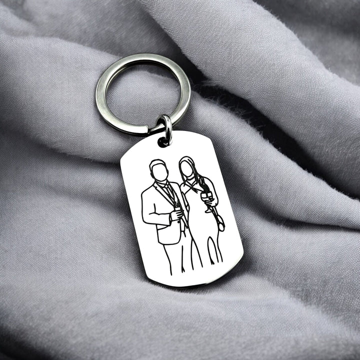 Line Art Flat Bar Keychain - MemoriesMade