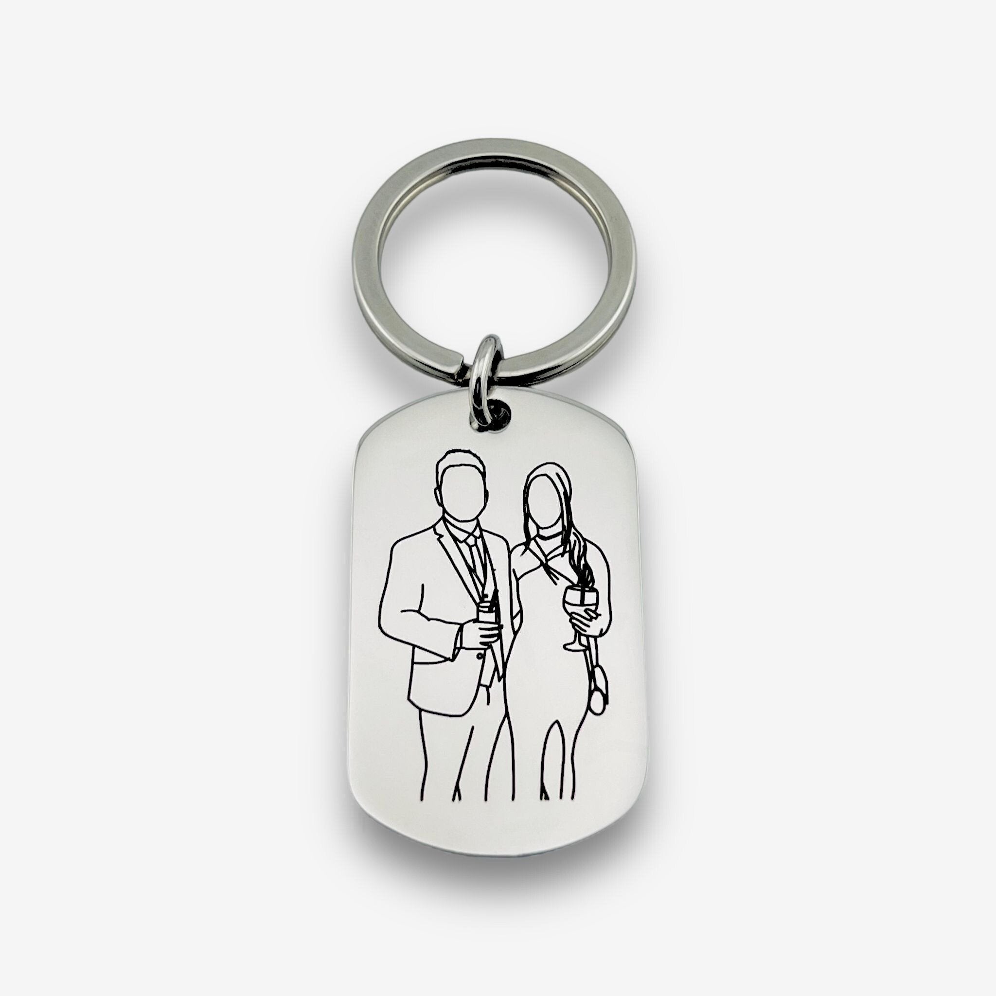 Line Art Flat Bar Keychain - MemoriesMade