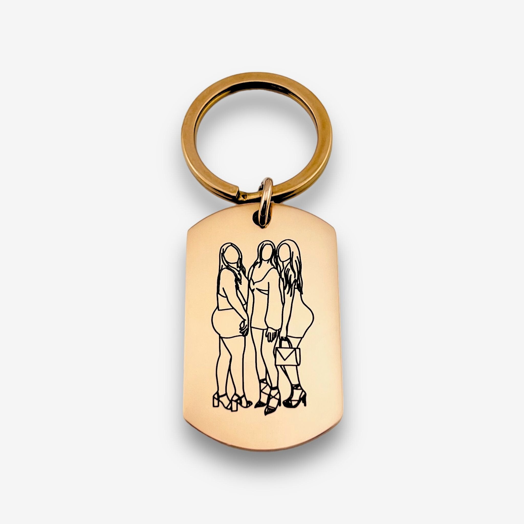 Line Art Flat Bar Keychain - MemoriesMade