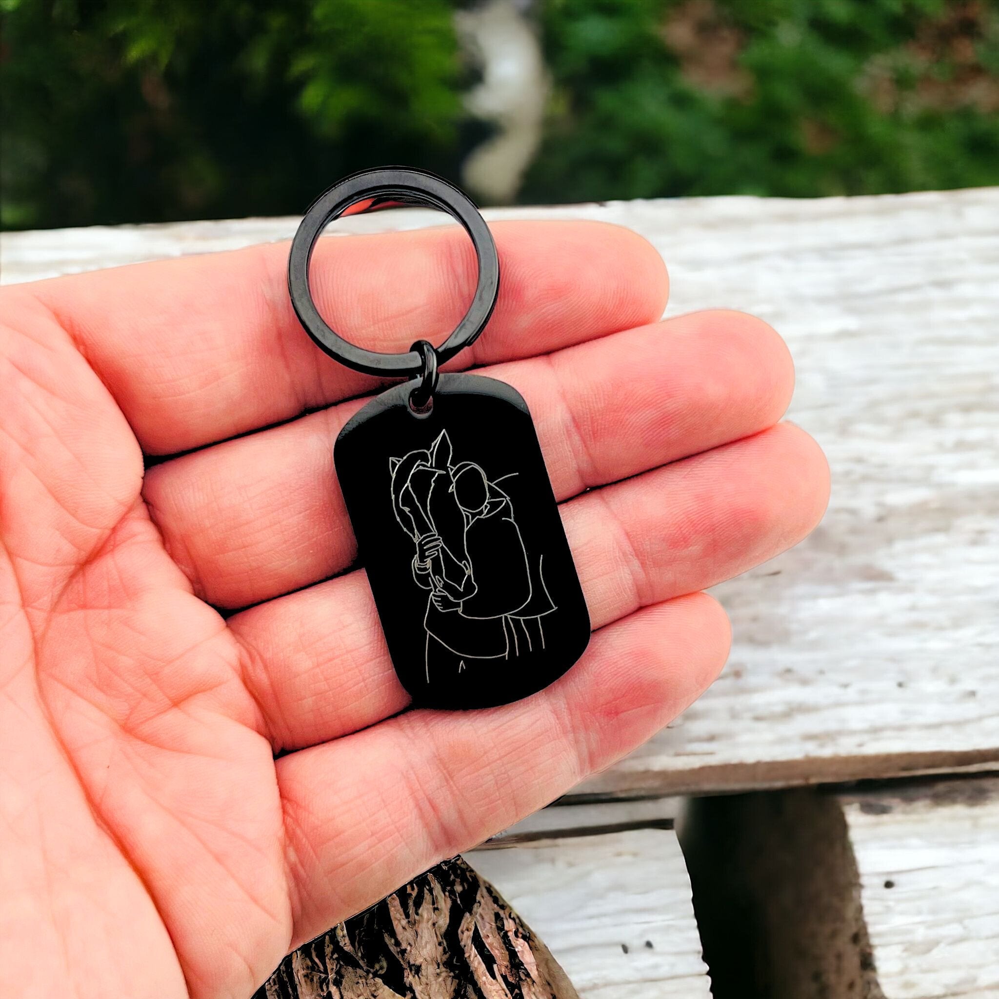 Line Art Flat Bar Keychain - MemoriesMade