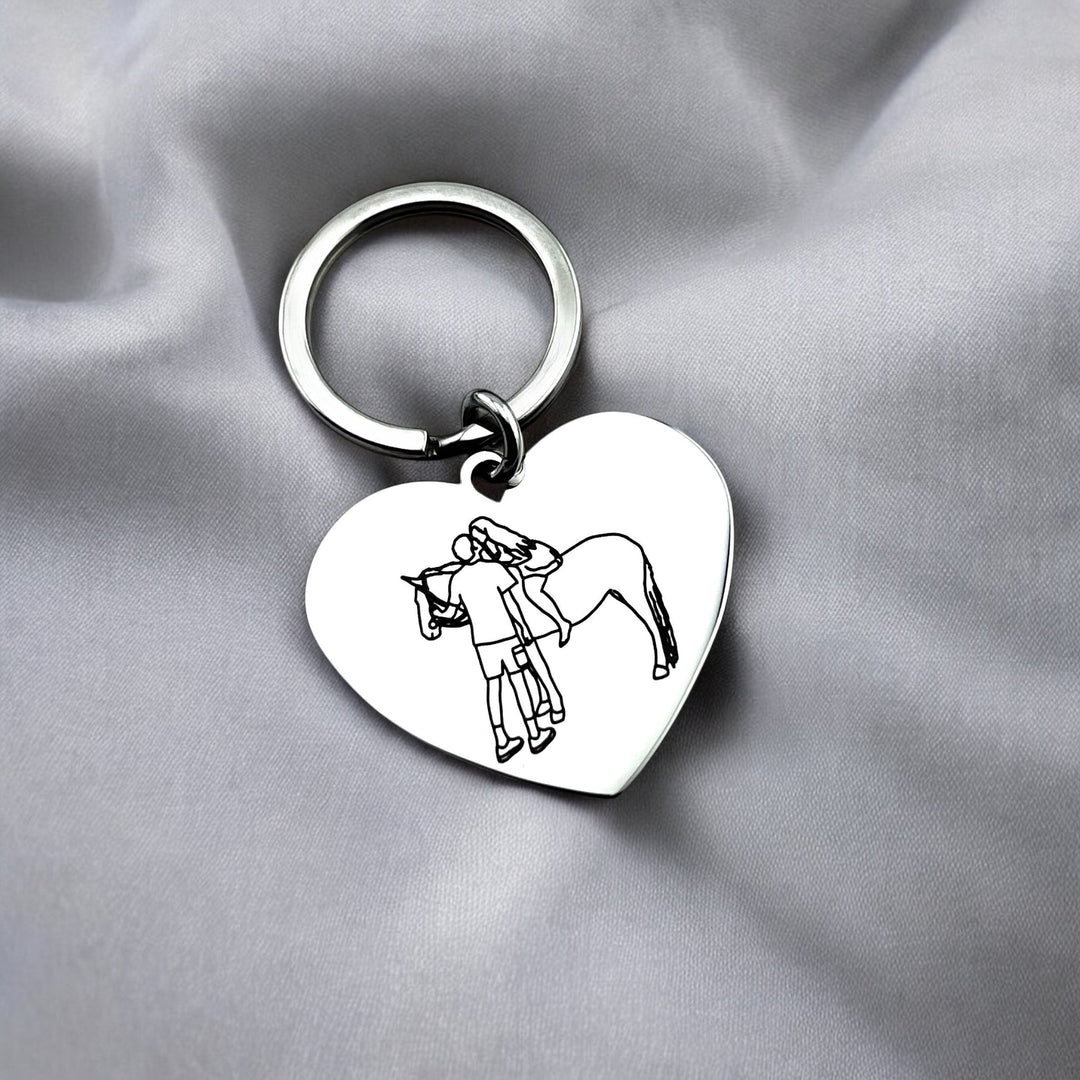 Line Art Heart Keychain - MemoriesMade