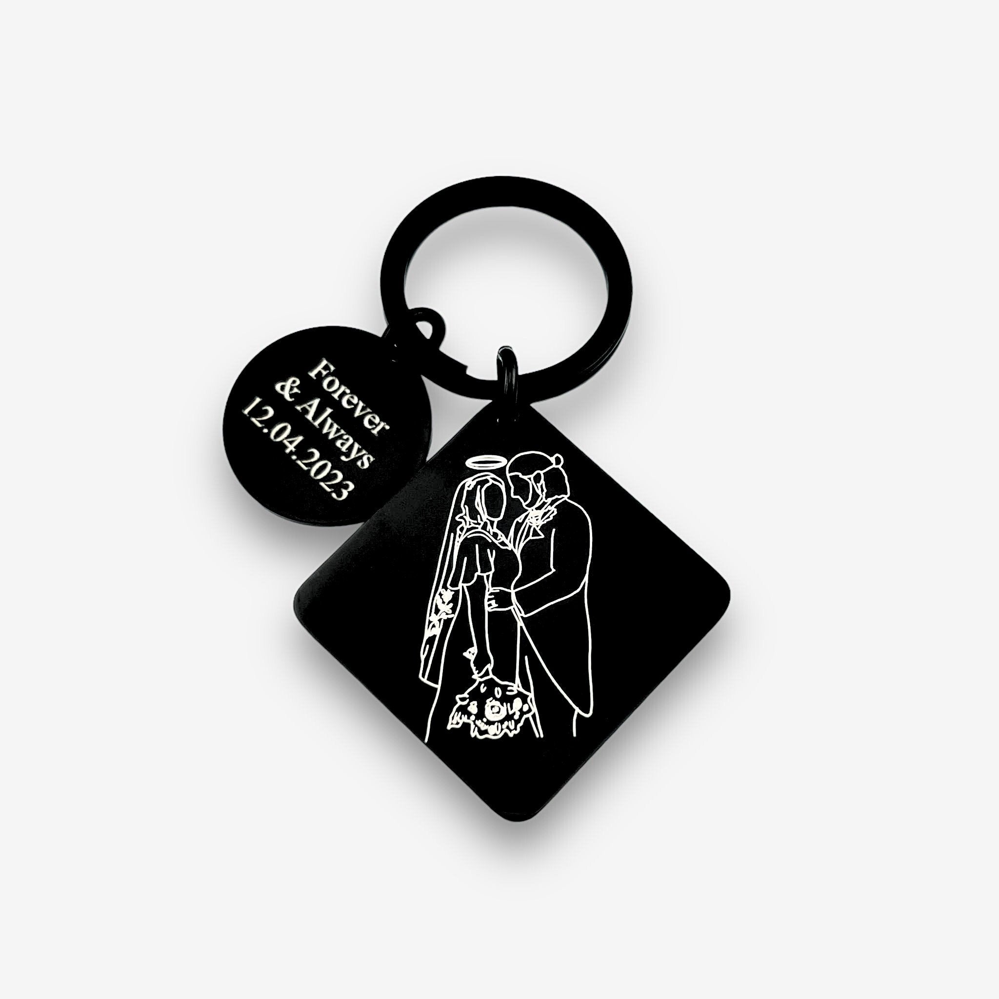 Line Art Square Keychain - MemoriesMade