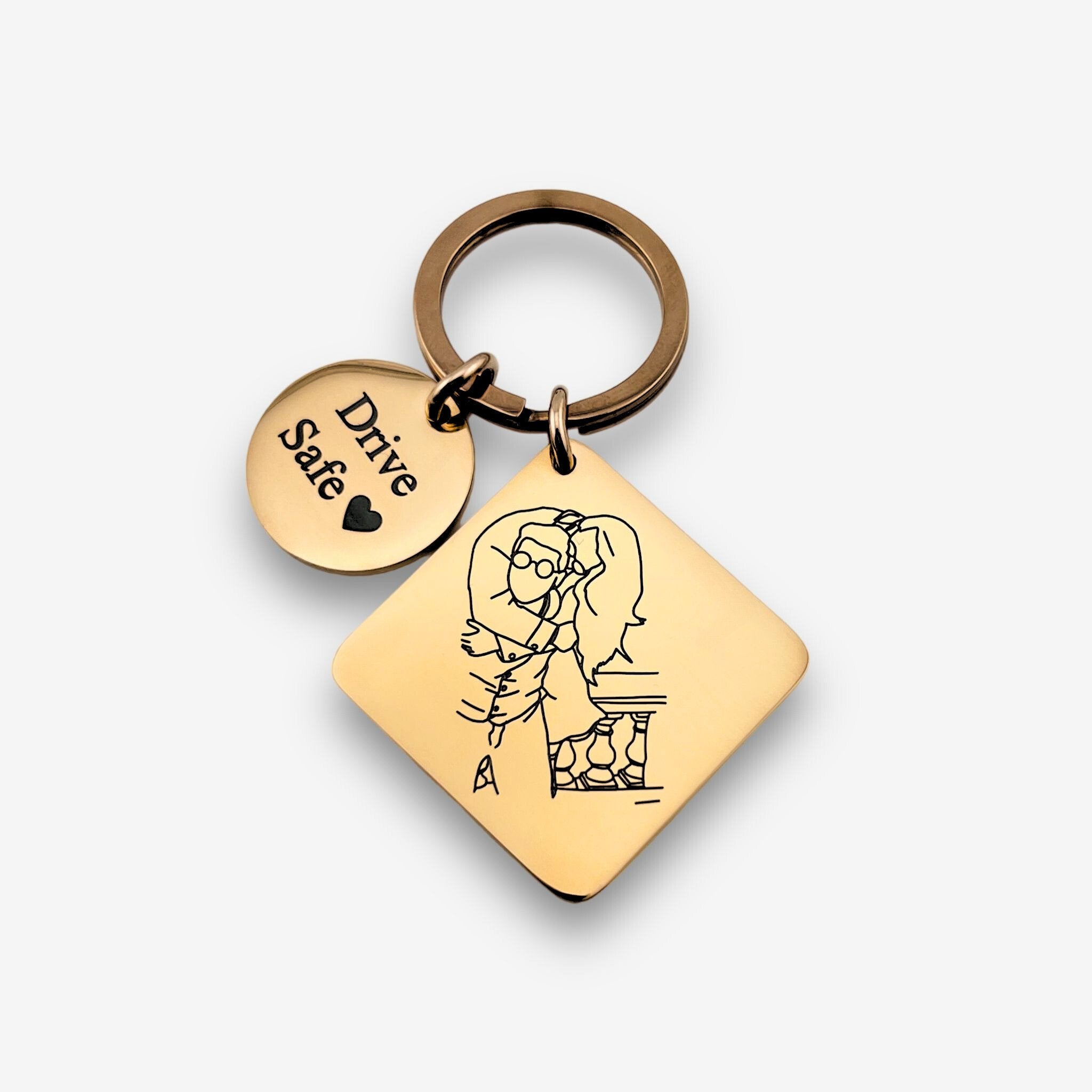 Line Art Square Keychain - MemoriesMade