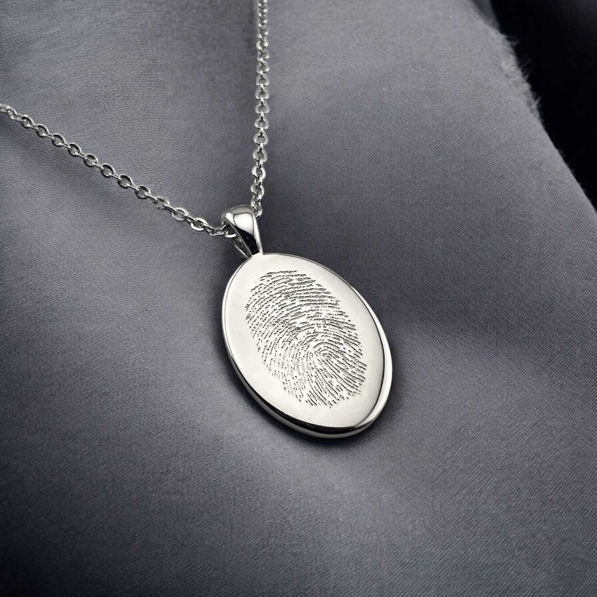 Oval Fingerprint Necklace - MemoriesMade