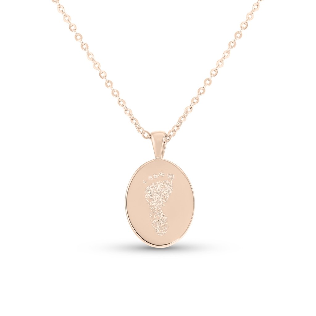 Oval Handprint or Footprint Necklace - MemoriesMade