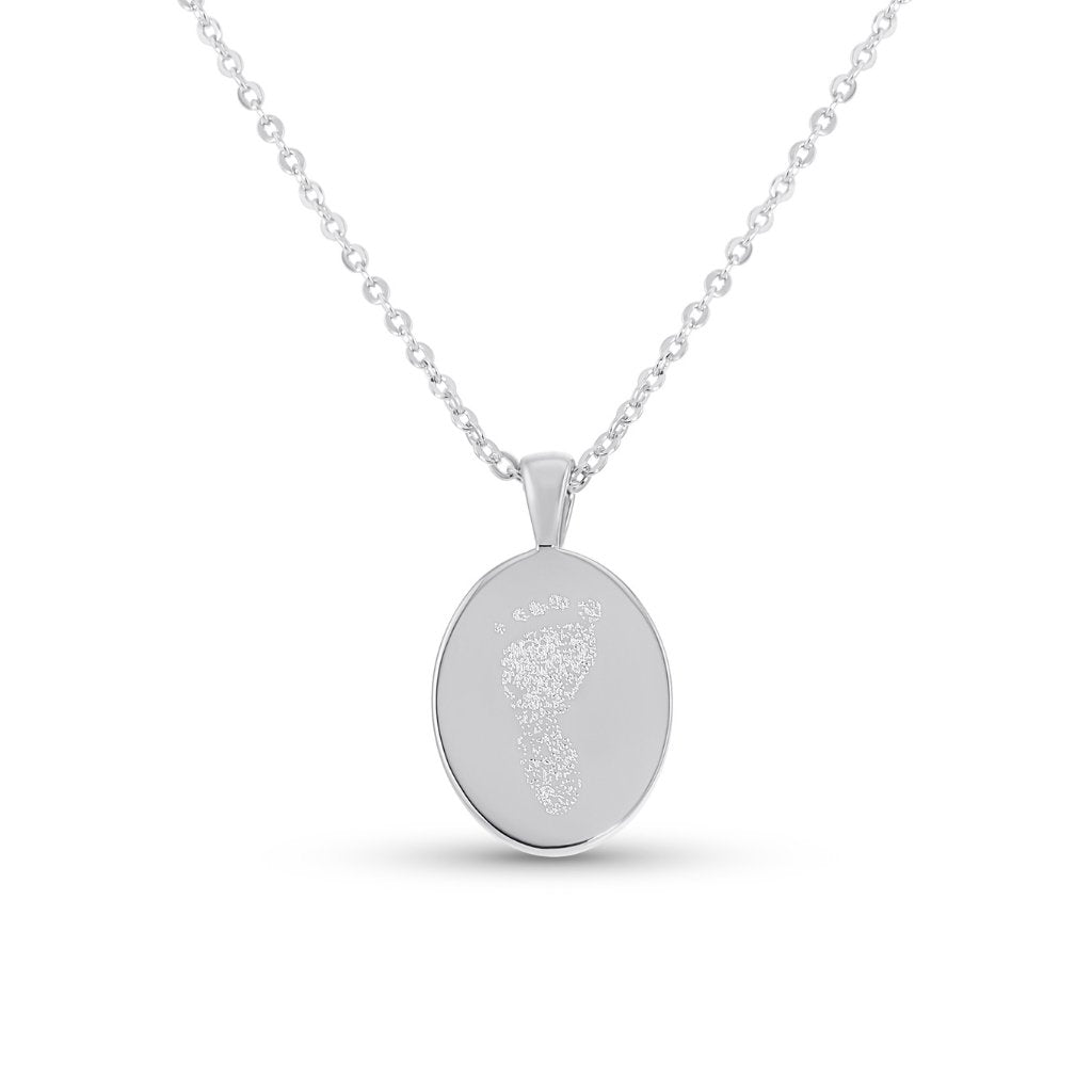 Oval Handprint or Footprint Necklace - MemoriesMade