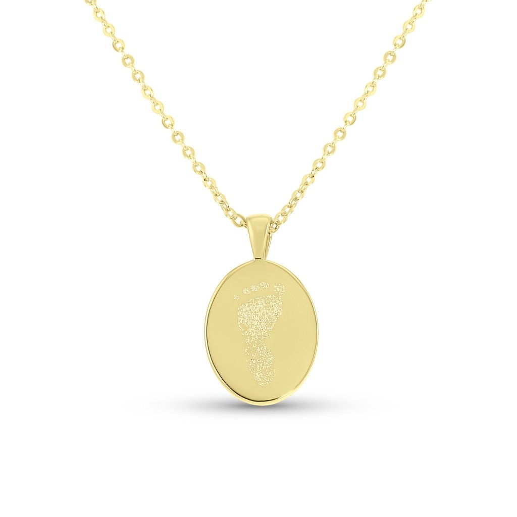 Oval Handprint or Footprint Necklace - MemoriesMade