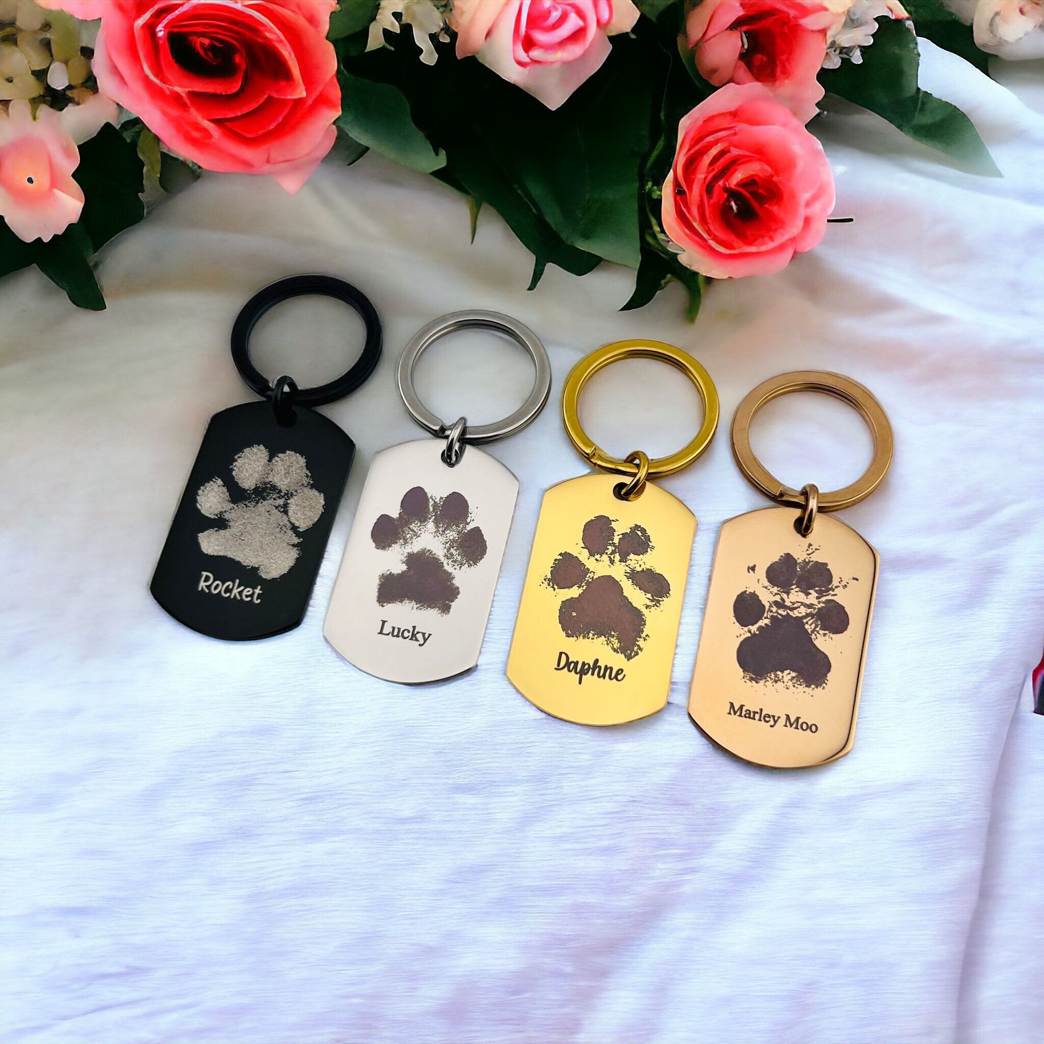 Pawprint Flat Bar Keychain