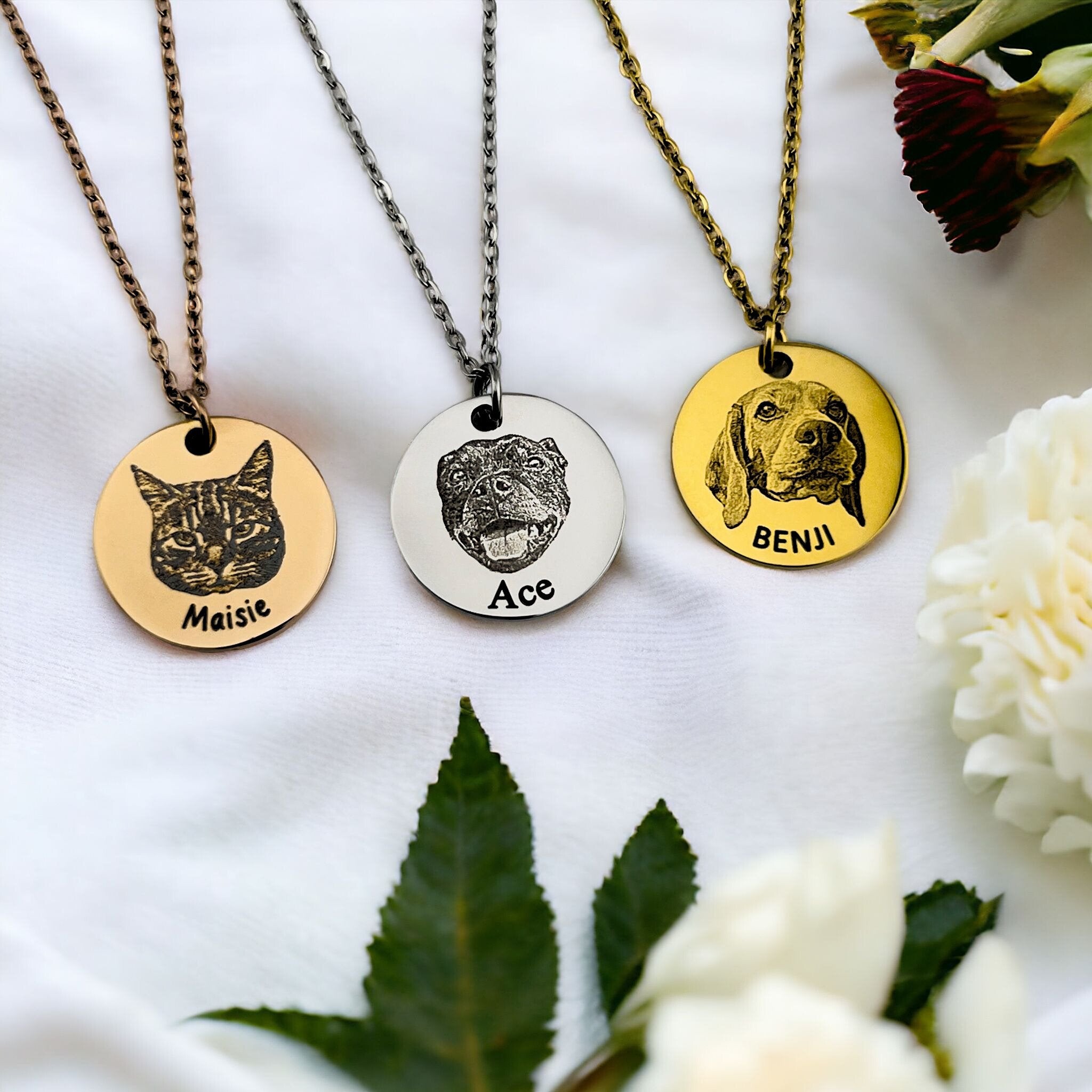 Pet Face Photo Disc Necklace