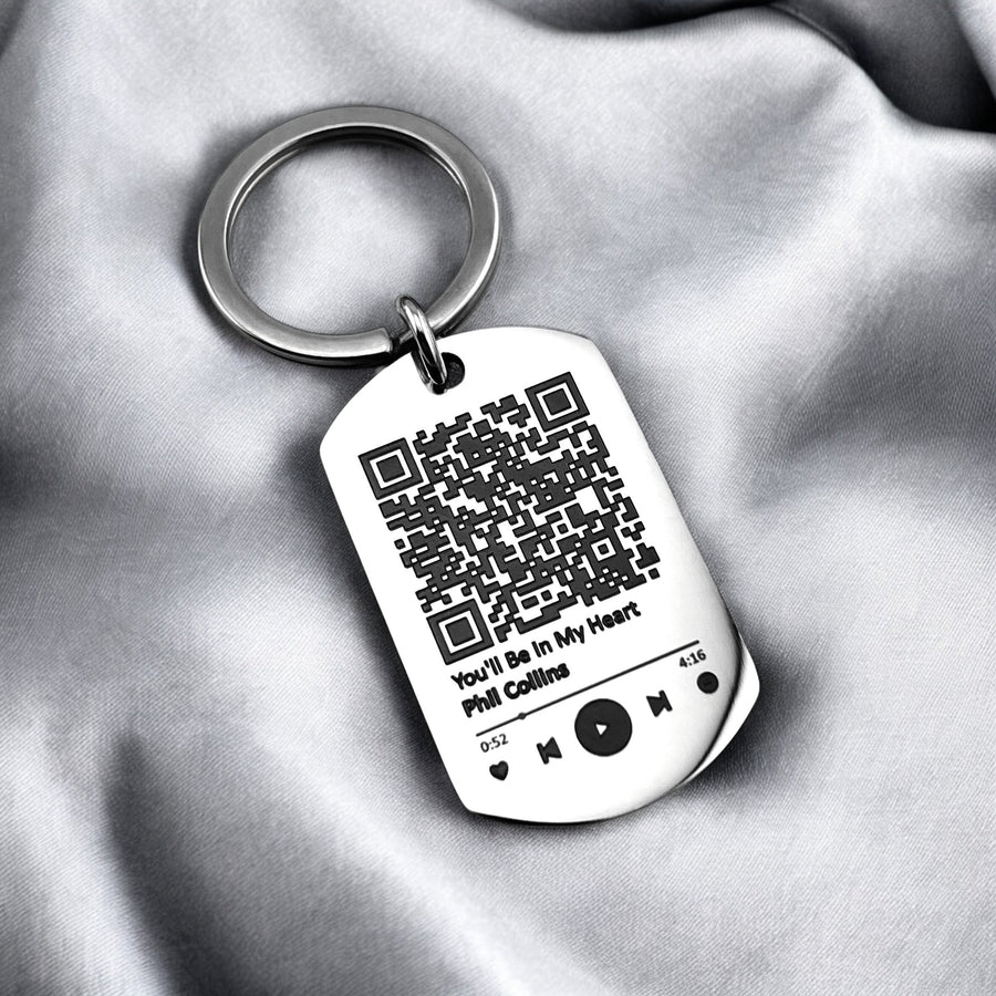 QR Code Flat Bar Keychain | Memorial Jewellery – MemoriesMade