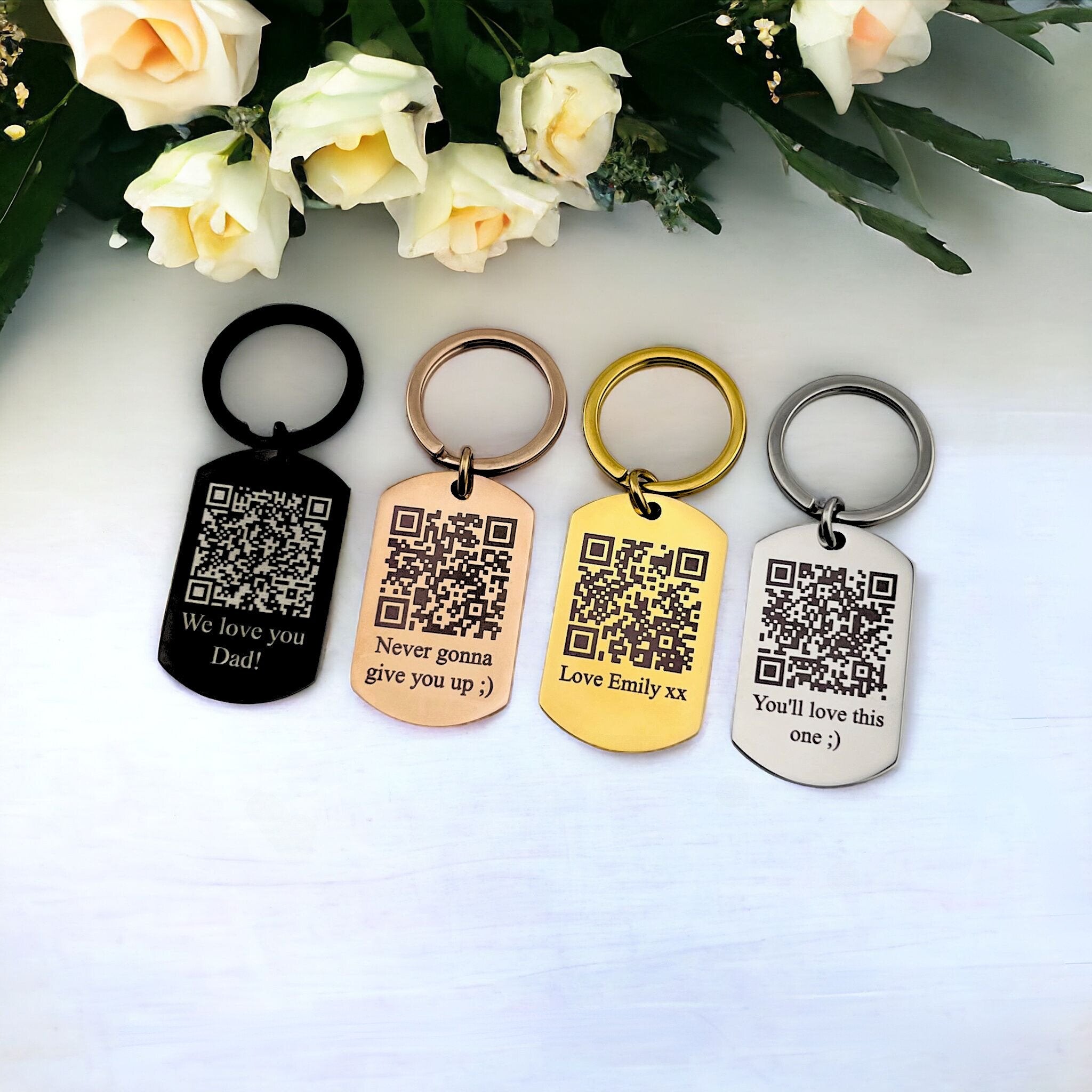 QR Code Flat Bar Keychain