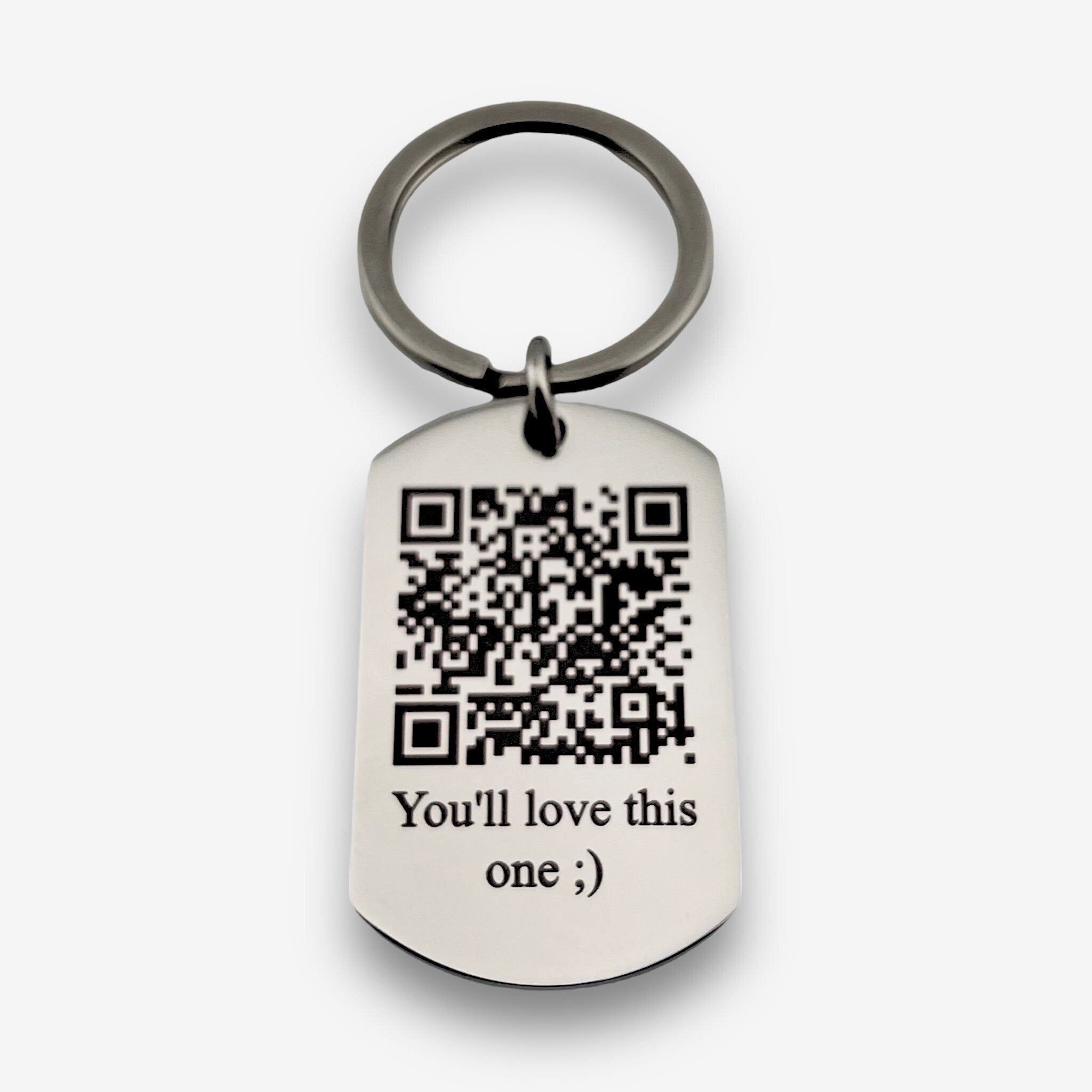 QR Code Flat Bar Keychain