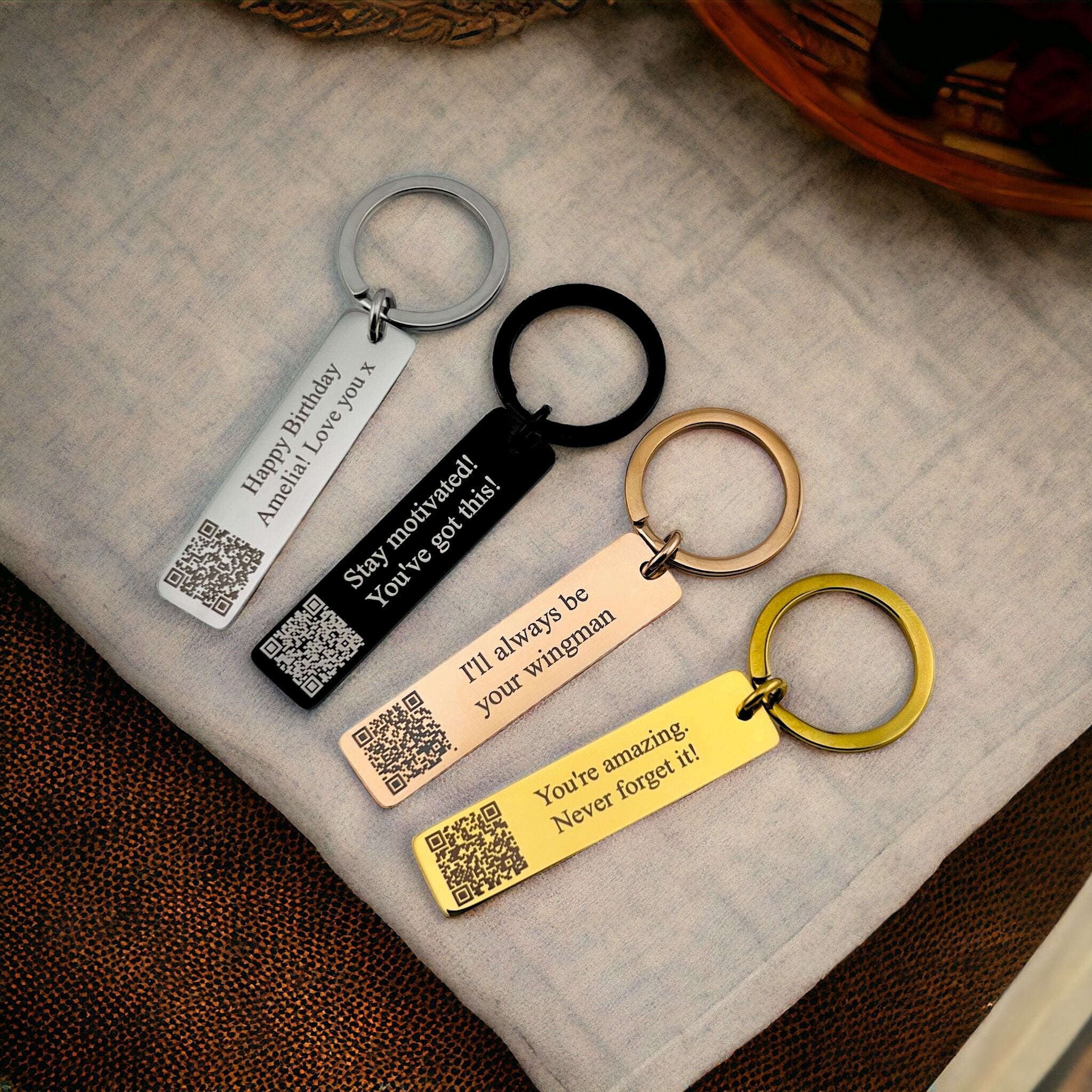 QR Code Slim Bar Keychain