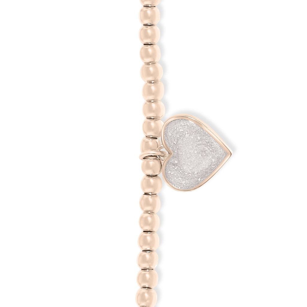 Rose Gold Beaded Ashes Heart Charm Bracelet - MemoriesMade