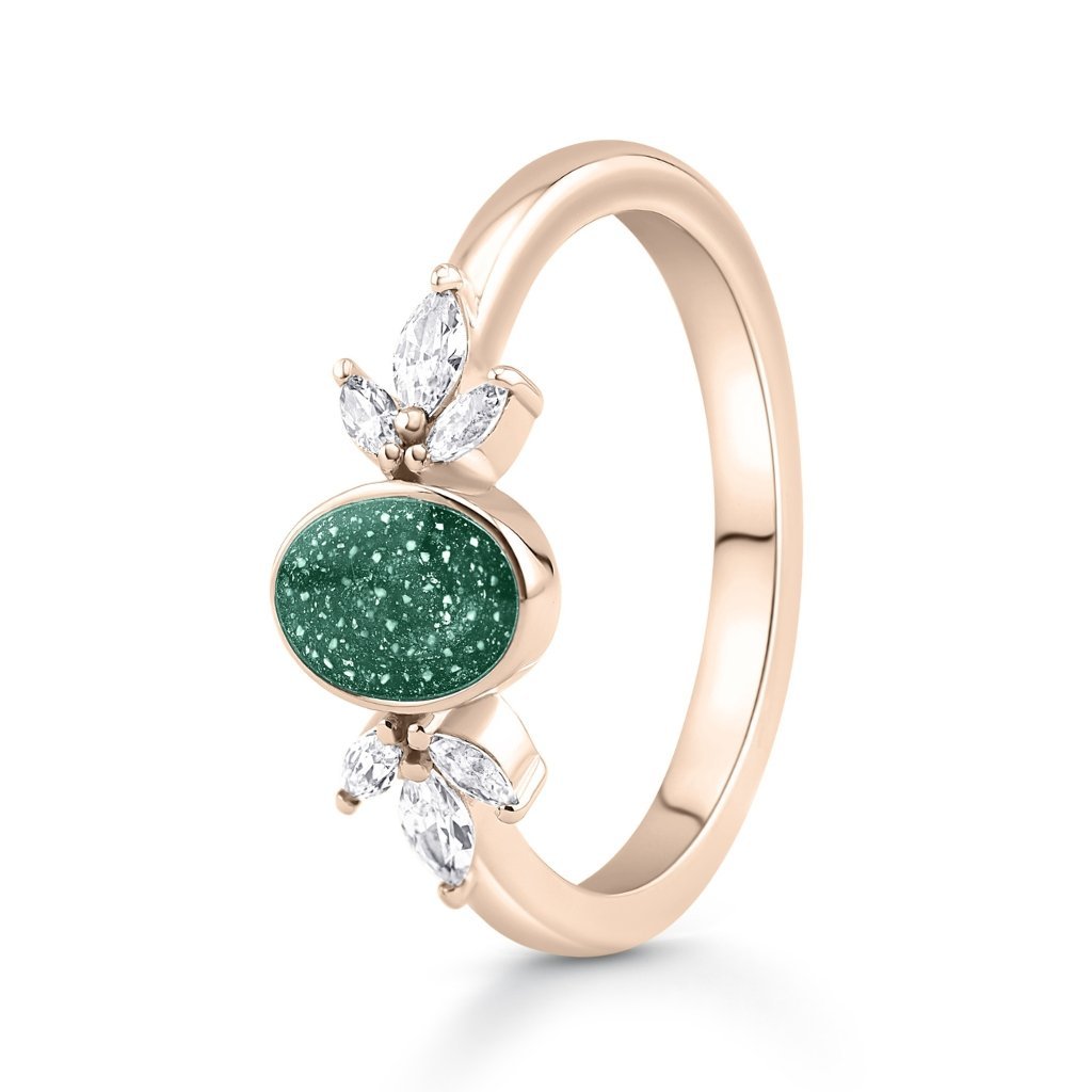 Rose Gold Blossom Oval Ashes Ring - MemoriesMade