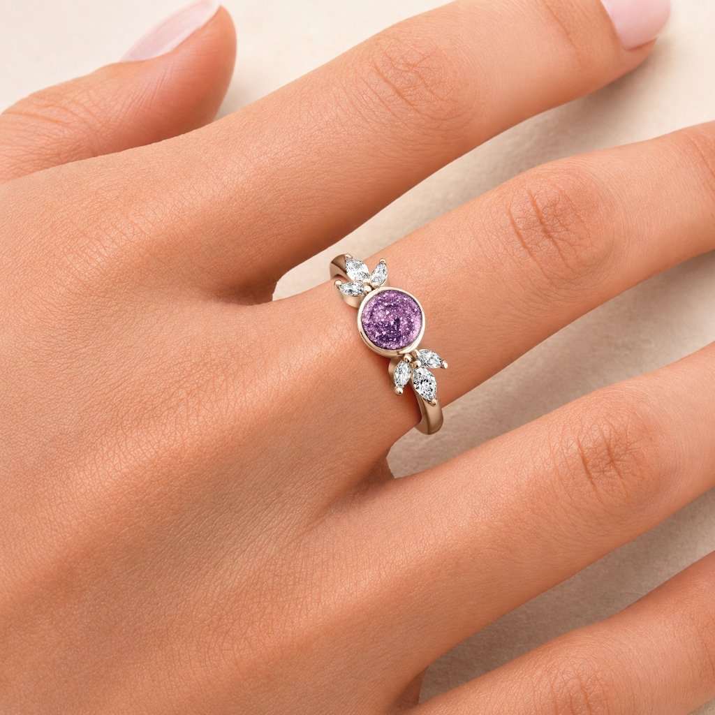 Rose Gold Blossom Tribute Ashes Ring - MemoriesMade