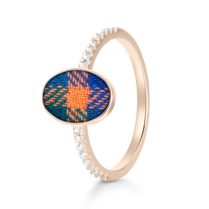 Rose Gold Celestial Fabric Keepsake Oval Ring - MemoriesMade