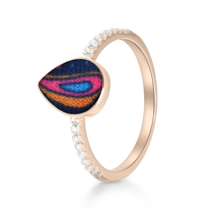 Rose Gold Celestial Fabric Keepsake Teardrop Ring - MemoriesMade