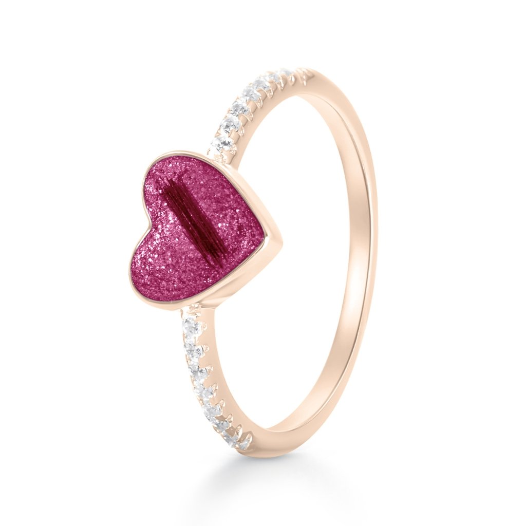 Rose Gold Celestial Hair Keepsake Heart Ring - MemoriesMade