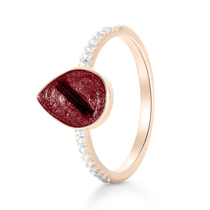 Rose Gold Celestial Hair Keepsake Teardrop Ring - MemoriesMade