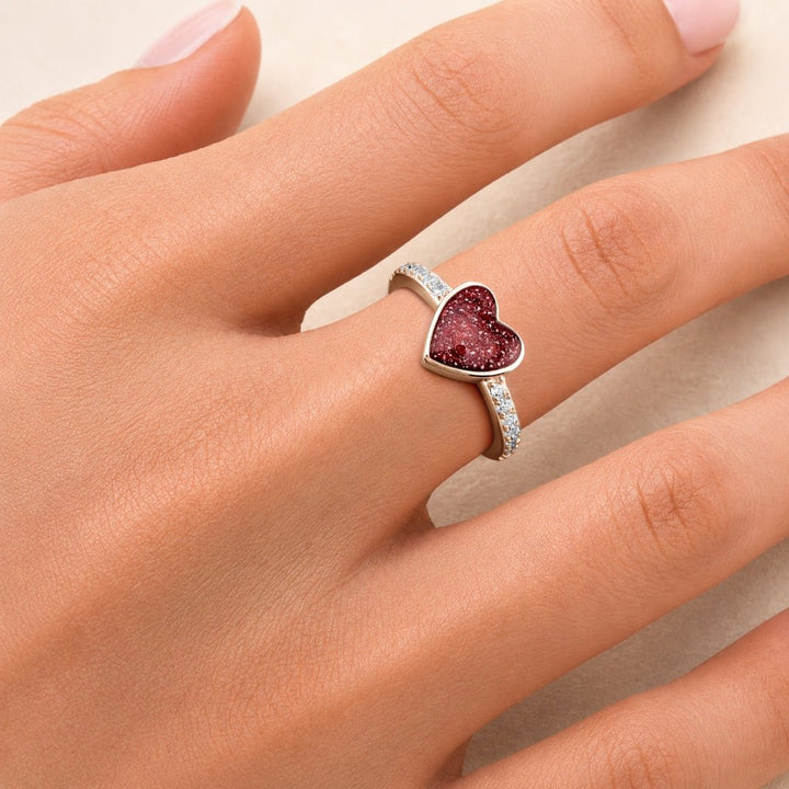 Rose Gold Celestial Heart Ashes Ring - MemoriesMade