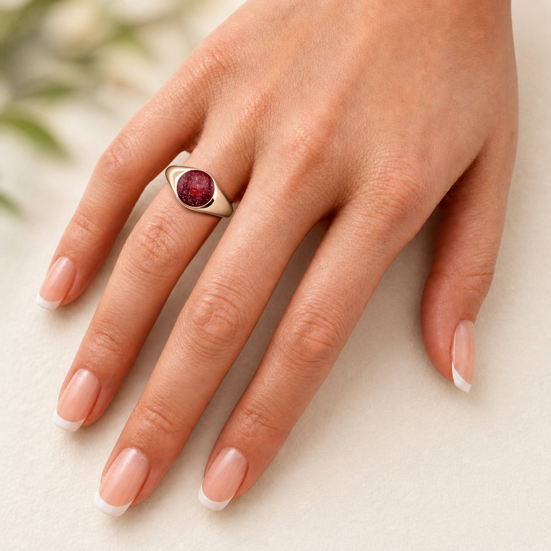 Rose Gold Classic Signet Ashes Ring - MemoriesMade