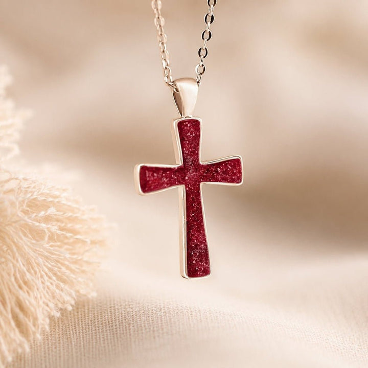 Rose Gold Cross Ashes Necklace - MemoriesMade