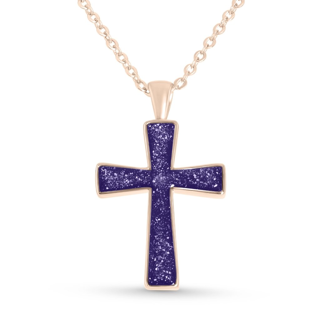 Rose Gold Cross Ashes Necklace - MemoriesMade