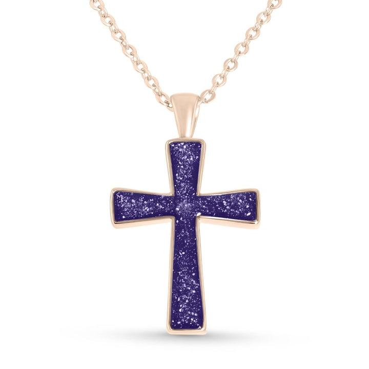 Rose Gold Cross Ashes Necklace - MemoriesMade