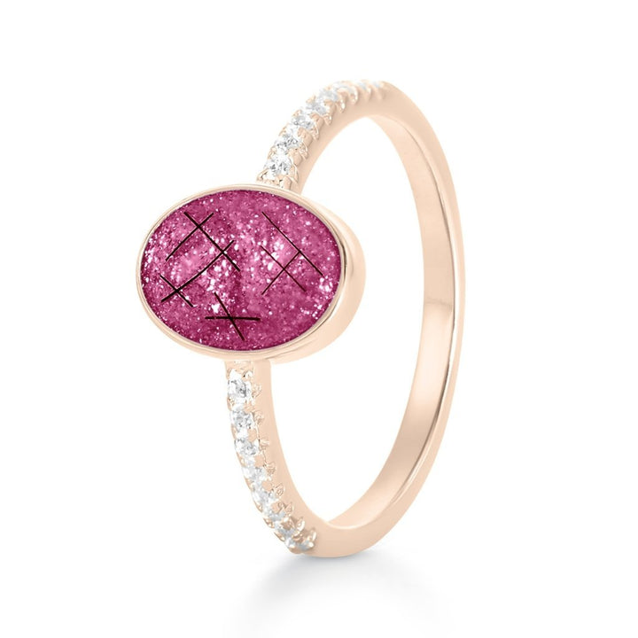 Rose Gold Crystal Set Hair Keepsake Oval Ring - MemoriesMade