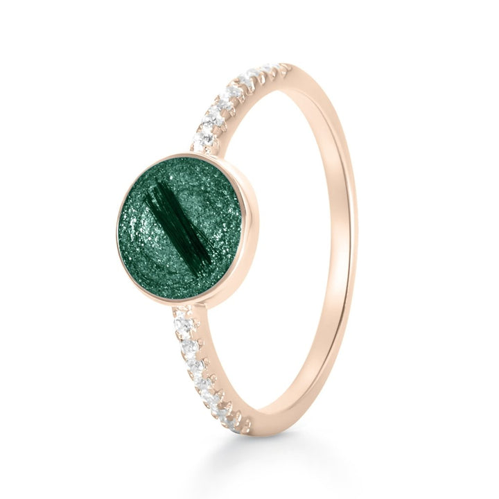 Rose Gold Crystal Set Hair Keepsake Tribute Ring - MemoriesMade