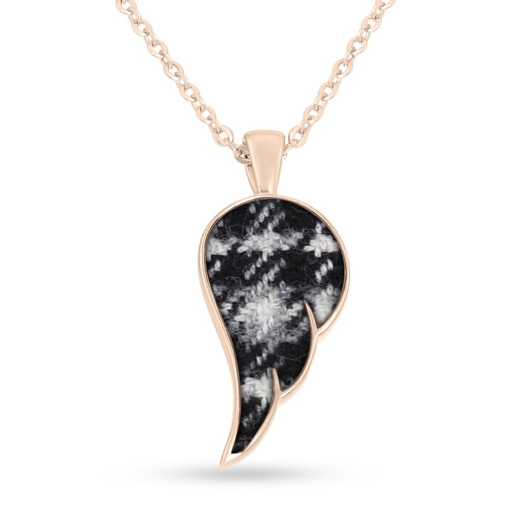 Rose Gold Fabric Keepsake Angel Wing Necklace - MemoriesMade