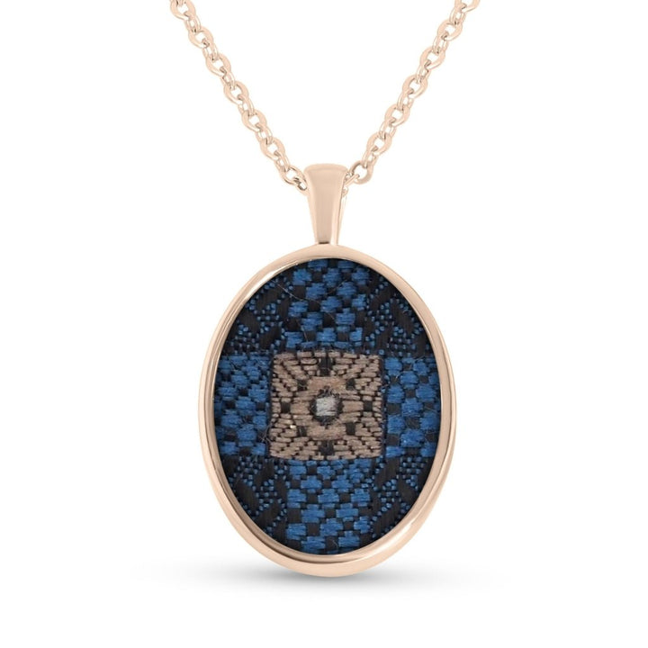 Rose Gold Fabric Keepsake Oval Necklace - MemoriesMade